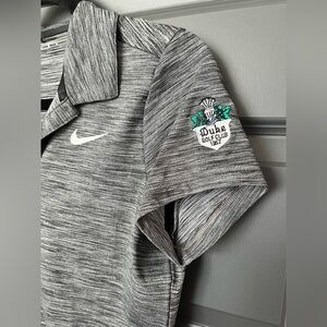 Nike Gray Short Sleeve Button Down Polo with Duke Golf Logo
